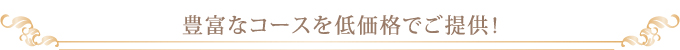 豊富なコースを低価格でご提供！